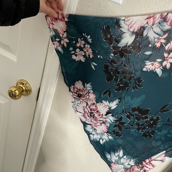 City Chic Plus Sz 18 Fleetwood Print Maxi Dress Jade Blossom Wrap Kimono Sleeve - Picture 7 of 7